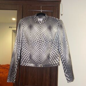 Alberto Makali black & white cropped Geometric Blazer